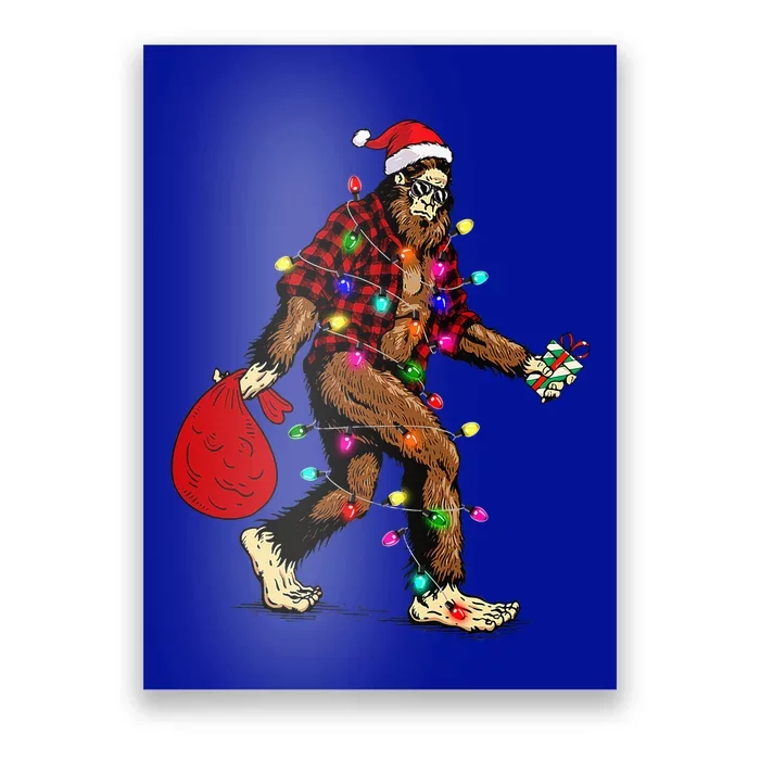 Bigfoot Carrying Christmas Tree Sasquatch Pajama Poster