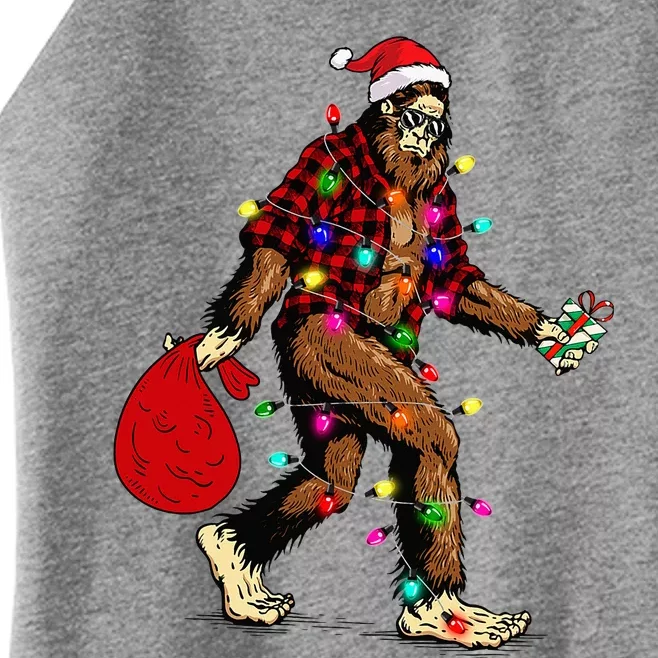 Bigfoot Carrying Christmas Tree Sasquatch Pajama Women’s Perfect Tri Rocker Tank