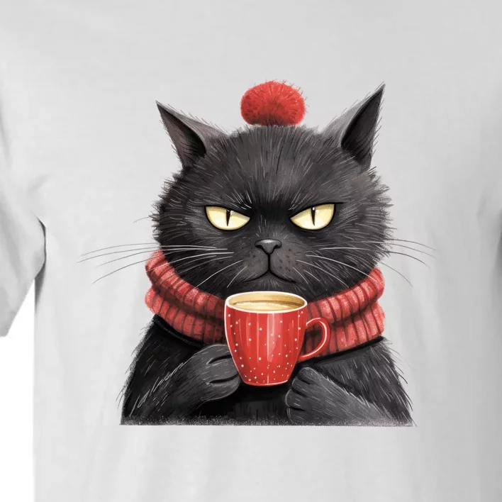 Black Christmas Cat Coffee Mug Tall T-Shirt