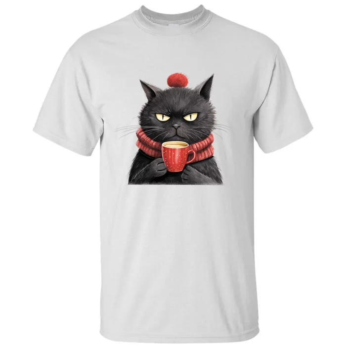 Black Christmas Cat Coffee Mug Tall T-Shirt