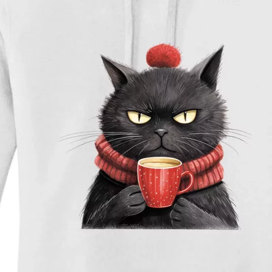 Black Christmas Cat Coffee Mug Women's Pullover Hoodie