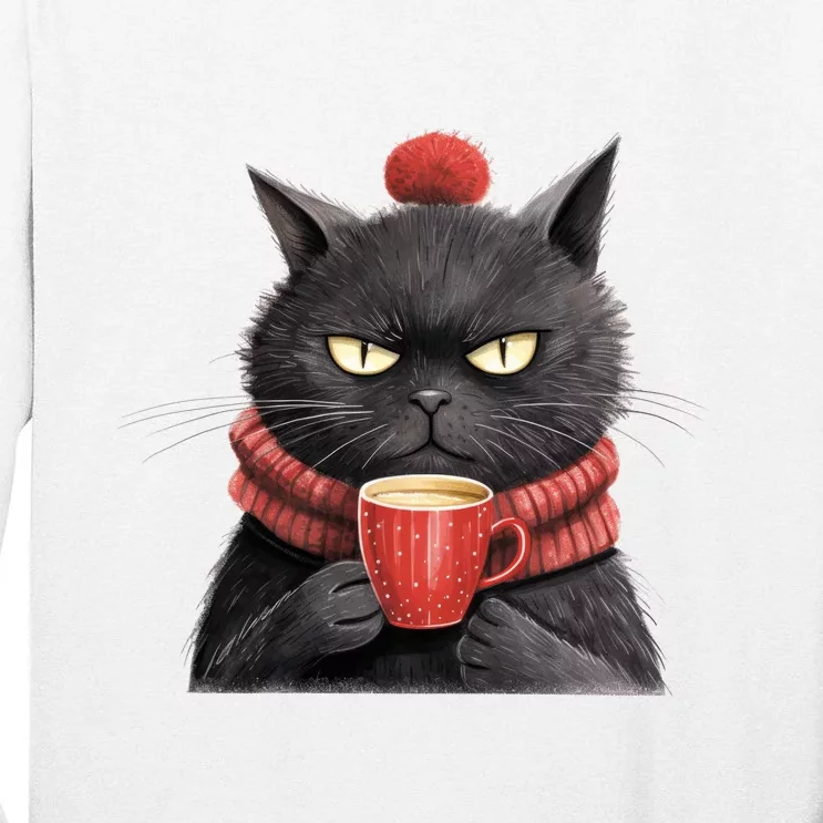 Black Christmas Cat Coffee Mug Tall Long Sleeve T-Shirt