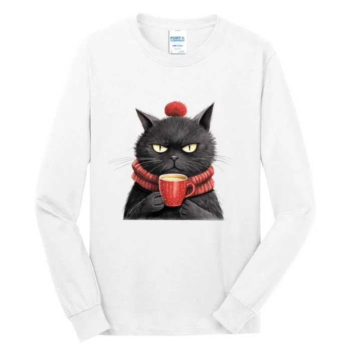 Black Christmas Cat Coffee Mug Tall Long Sleeve T-Shirt