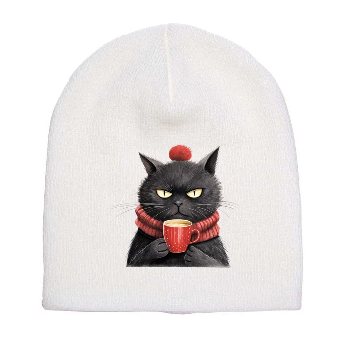 Black Christmas Cat Coffee Mug Short Acrylic Beanie