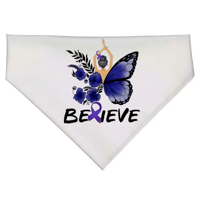 Butterfly Colon Cancer USA-Made Doggie Bandana