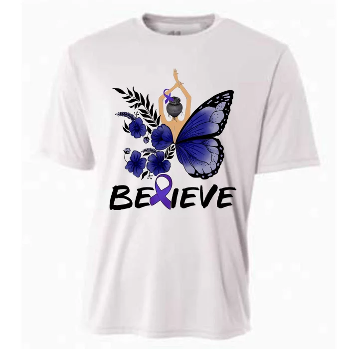 Butterfly Colon Cancer Cooling Performance Crew T-Shirt