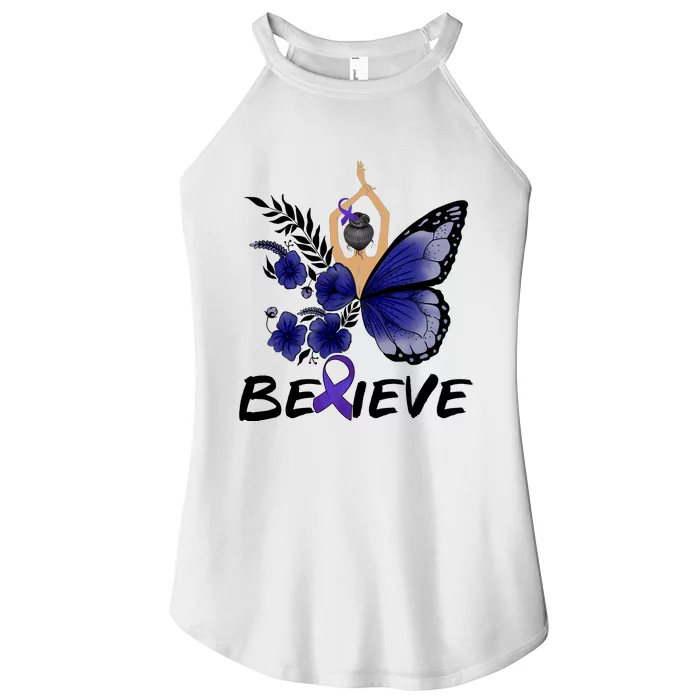 Butterfly Colon Cancer Women’s Perfect Tri Rocker Tank