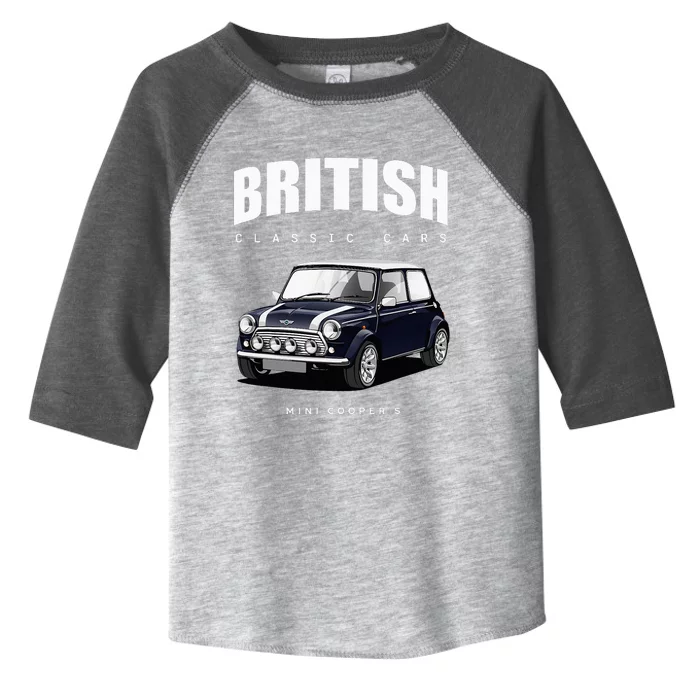 British Classic Car Dark Blue Mini Sports Car Toddler Fine Jersey T-Shirt