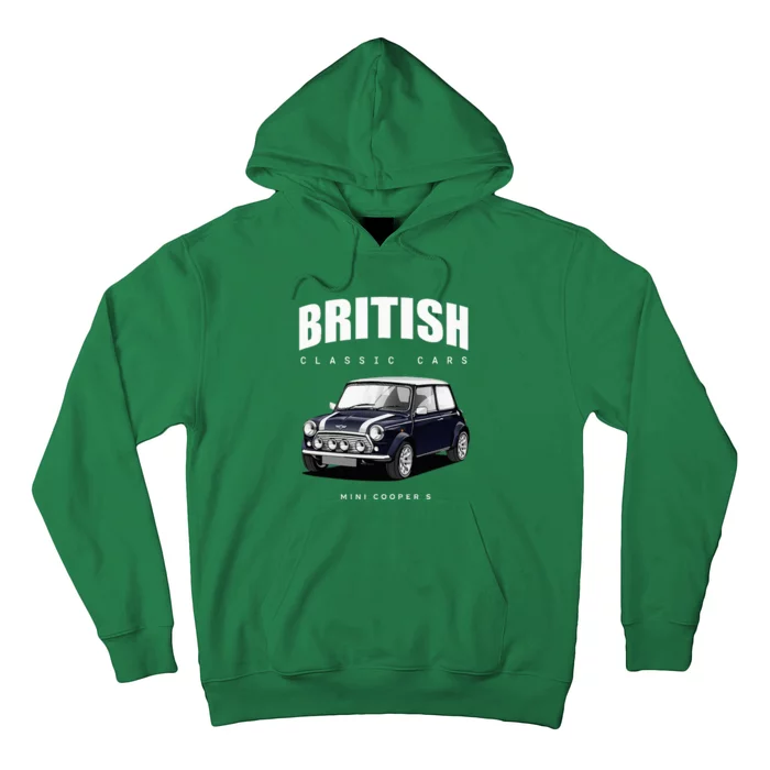 British Classic Car Dark Blue Mini Sports Car Hoodie