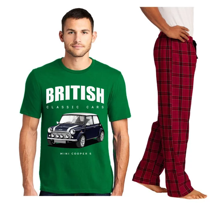 British Classic Car Dark Blue Mini Sports Car Pajama Set