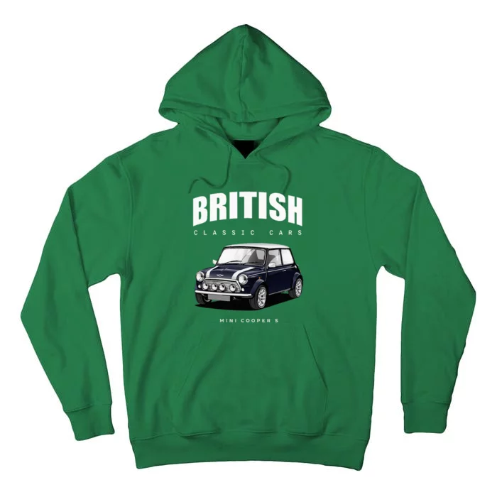 British Classic Car Dark Blue Mini Sports Car Tall Hoodie