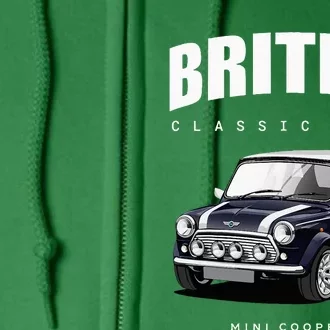 British Classic Car Dark Blue Mini Sports Car Full Zip Hoodie