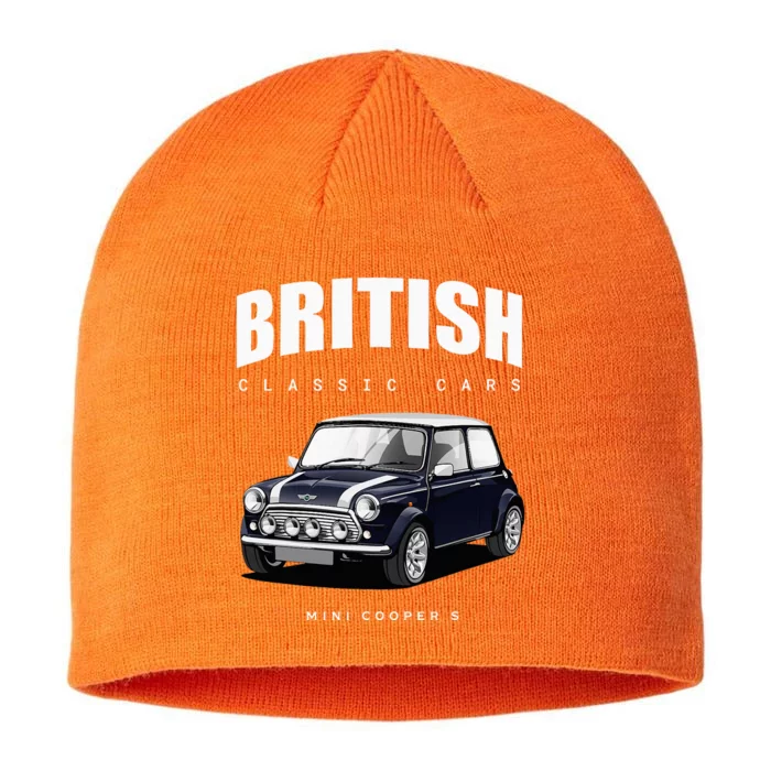 British Classic Car Dark Blue Mini Sports Car 8 1/2in Sustainable Knit Beanie