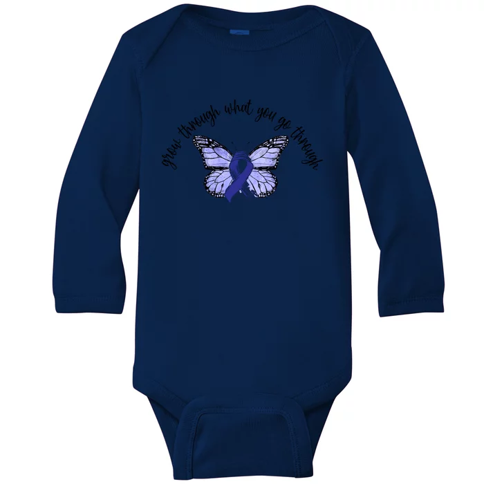 Butterfly Colon Cancer Baby Long Sleeve Bodysuit