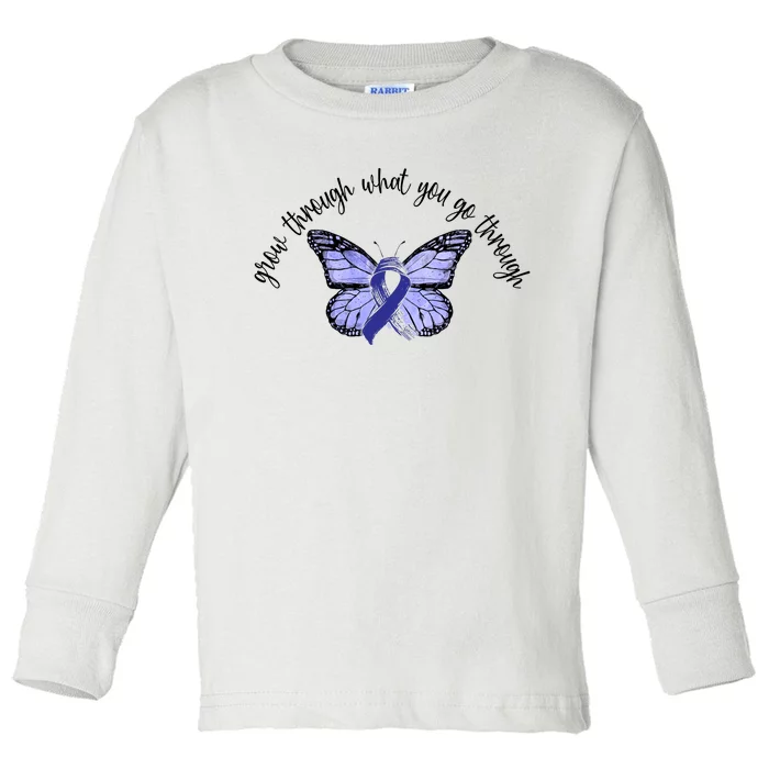 Butterfly Colon Cancer Toddler Long Sleeve Shirt