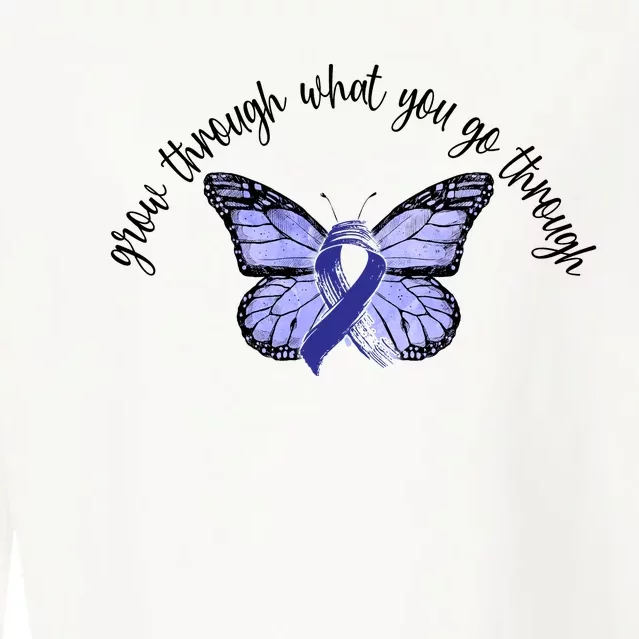 Butterfly Colon Cancer Cropped Pullover Crew