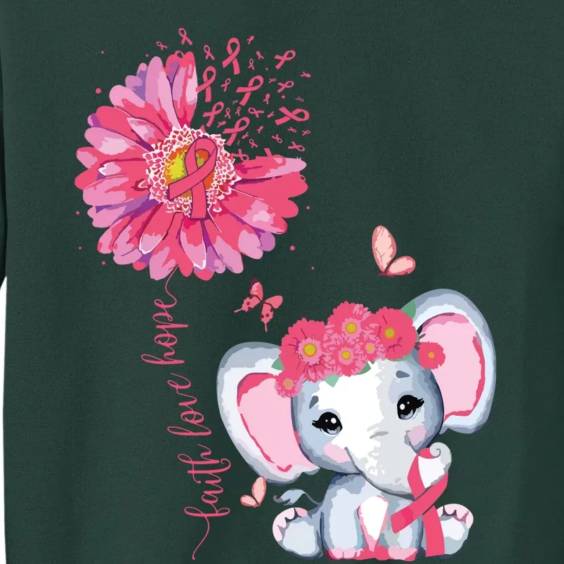 Breast Cancer Cute Elephant With Sunflower And Pink Ribbon Sweatshirt