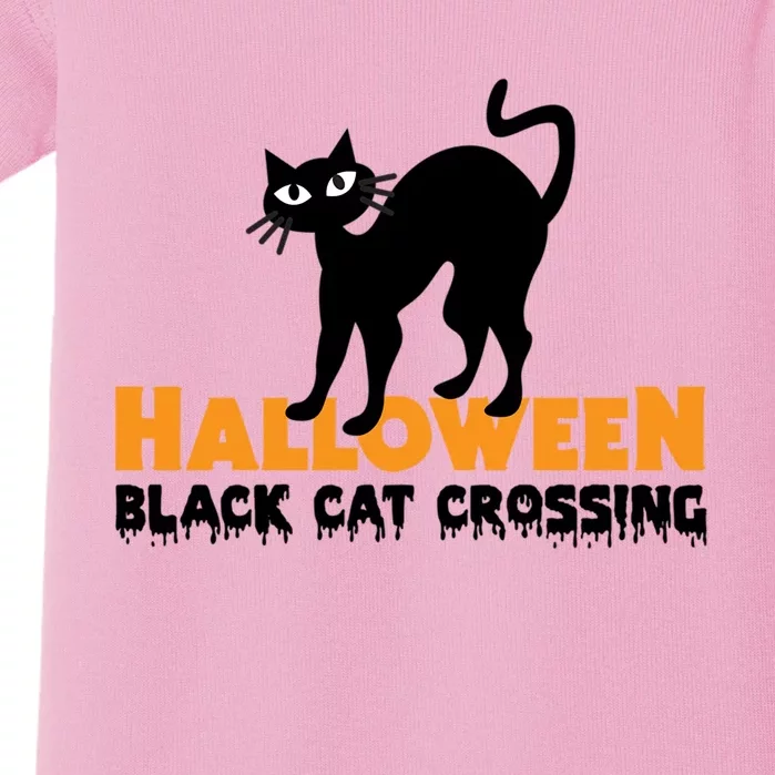 Black Cat Crossing Funny Original Halloween Party Knitwear Gift Baby Bodysuit