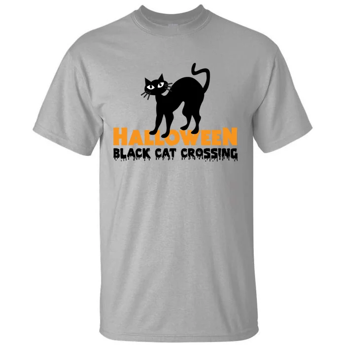 Black Cat Crossing Funny Original Halloween Party Knitwear Gift Tall T-Shirt