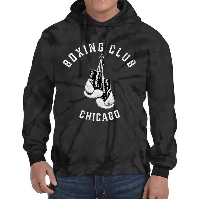 Boxing Club Chicago Gift Distressed Gloves Cool Gift Tie Dye Hoodie