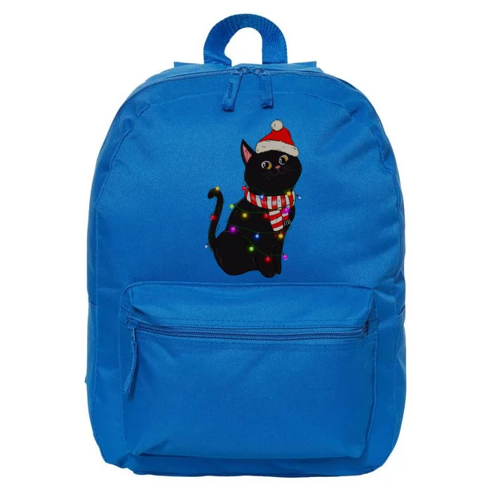 Black Cat christmas light funny cat lover christmas 16 in Basic Backpack