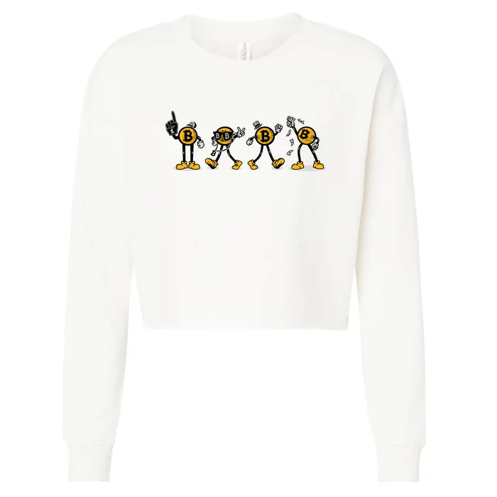 Bitcoin Cartoon Characters Cropped Pullover Crew