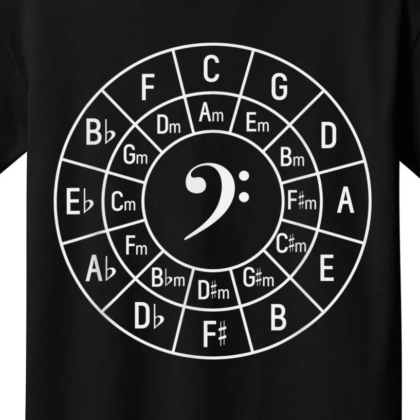 Bass Clef Circle Of Fifths Musician Composer Kids T-Shirt