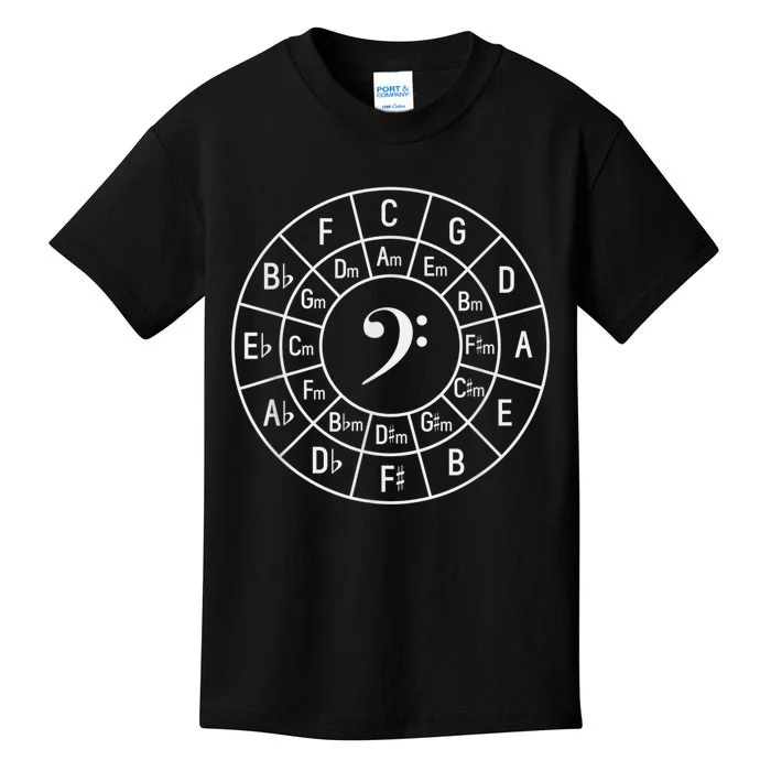 Bass Clef Circle Of Fifths Musician Composer Kids T-Shirt