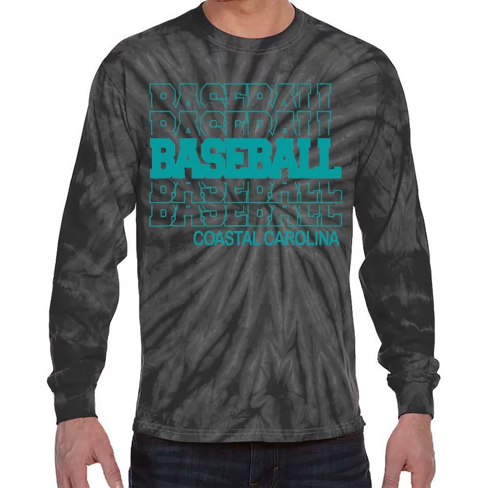 Baseball Coastal Carolina in Modern Stacked Lettering Tie-Dye Long Sleeve Shirt