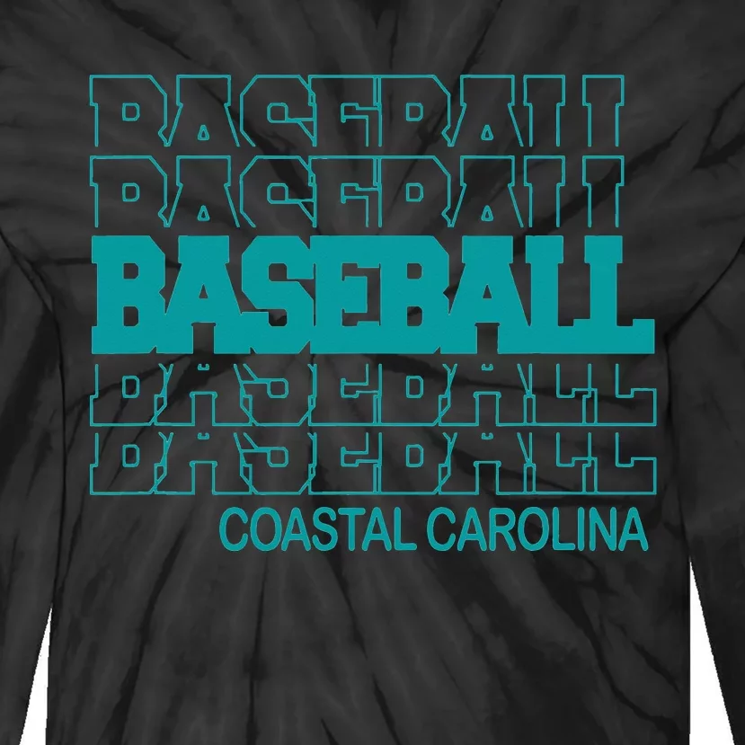 Baseball Coastal Carolina in Modern Stacked Lettering Tie-Dye Long Sleeve Shirt