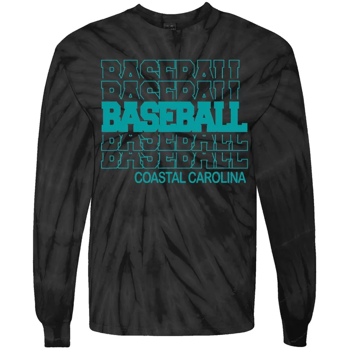 Baseball Coastal Carolina in Modern Stacked Lettering Tie-Dye Long Sleeve Shirt