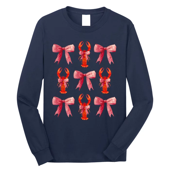 Bow Cute Coquette Crawfish Long Sleeve Shirt