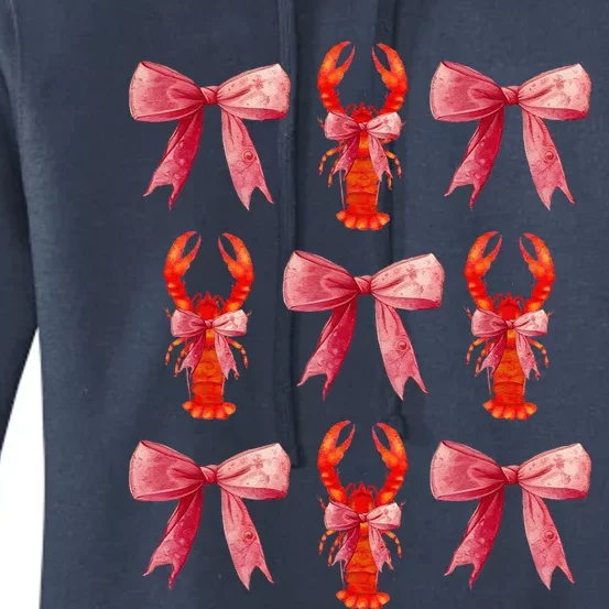 Bow Cute Coquette Crawfish Women's Pullover Hoodie