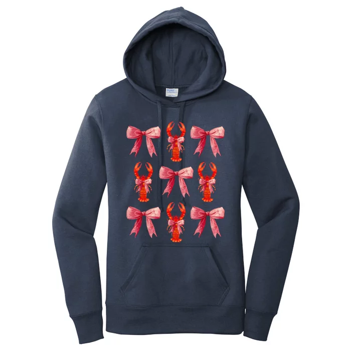 Bow Cute Coquette Crawfish Women's Pullover Hoodie