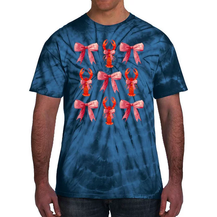 Bow Cute Coquette Crawfish Tie-Dye T-Shirt