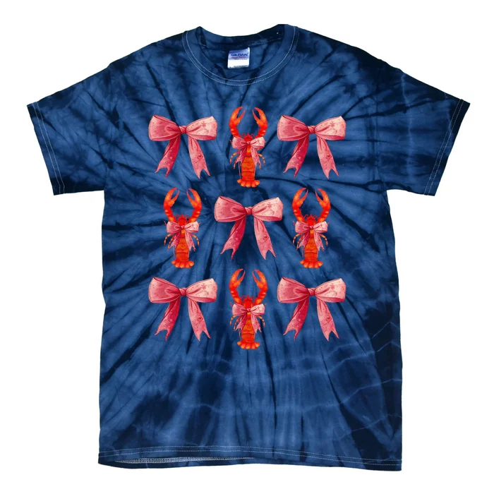 Bow Cute Coquette Crawfish Tie-Dye T-Shirt