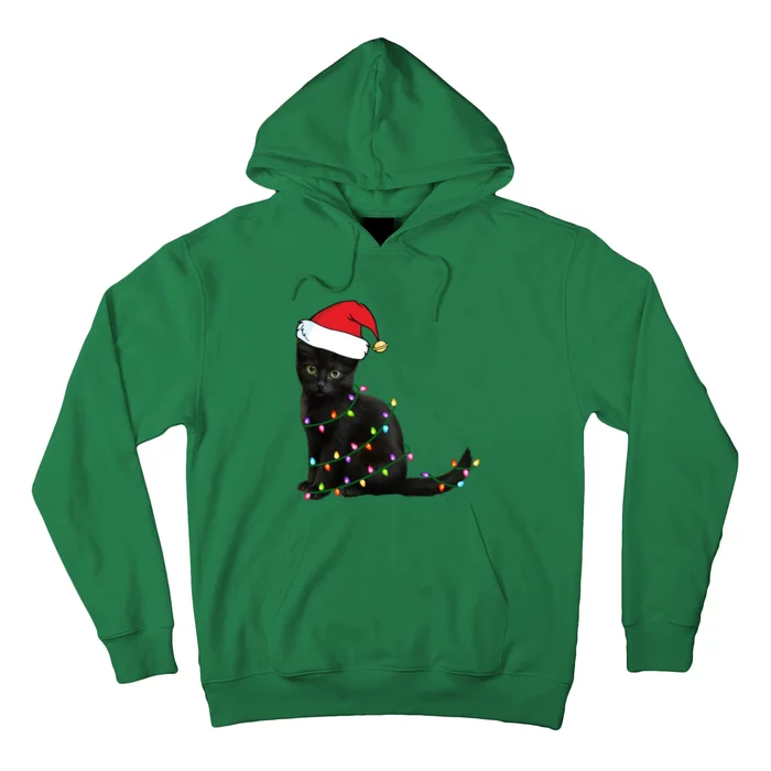 Black Cat Christmas Lights Hoodie