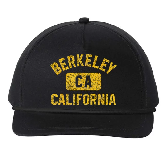 Berkeley CA California Gym Style Distressed Amber Print Snapback Five-Panel Rope Hat