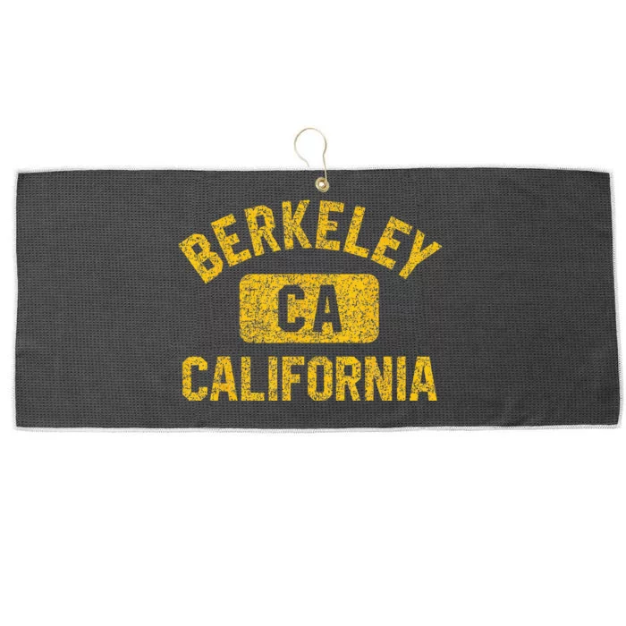 Berkeley CA California Gym Style Distressed Amber Print Large Microfiber Waffle Golf Towel