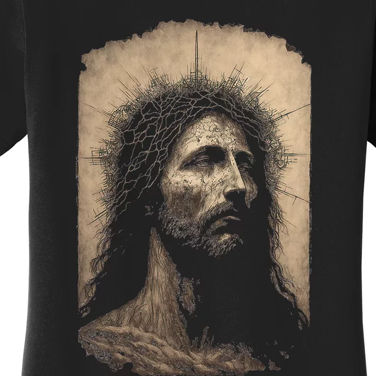 Biblical Christ Catholic Jesus Shroud of Turin Aesthetic Women's T-Shirt