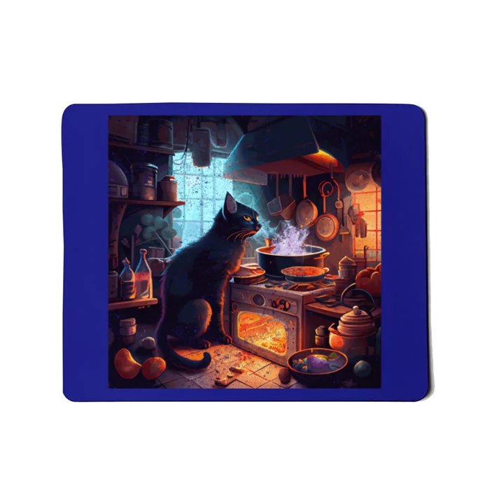 Black Cat Cooking Space Gift Mousepad