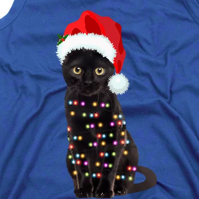 Black Cat Christmas Lights Cat Lover Christmas Gift Tank Top