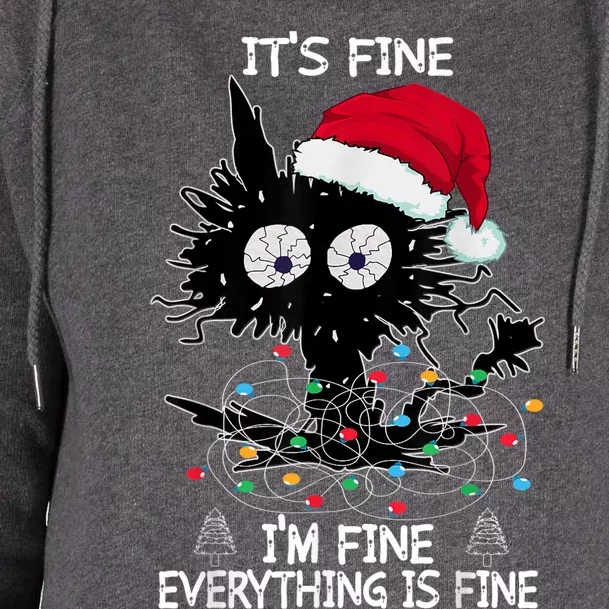 Black Cat christmas It's Fine I'm Fine Everything Is Fine Womens Funnel Neck Pullover Hood