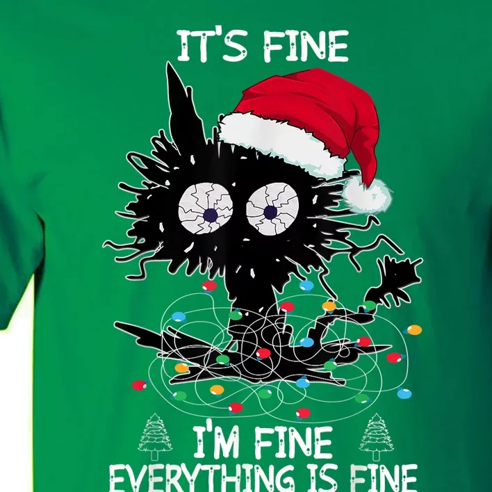 Black Cat christmas It's Fine I'm Fine Everything Is Fine Tall T-Shirt