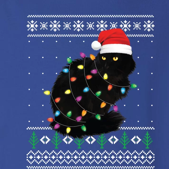 Black Cat Christmas Ugly Sweater Funny Santa Cat Gift Toddler Long Sleeve Shirt