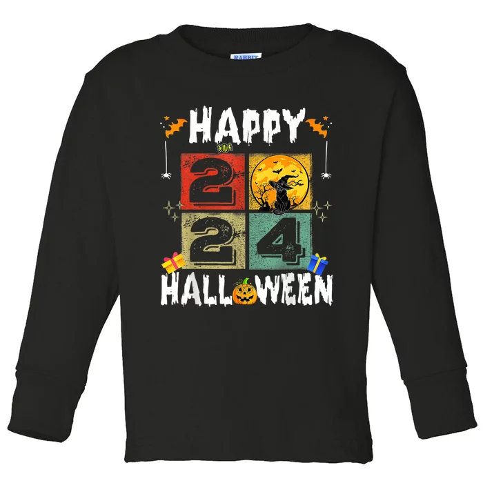 Black Cat Costume Witch Hat & Moon Toddler Long Sleeve Shirt