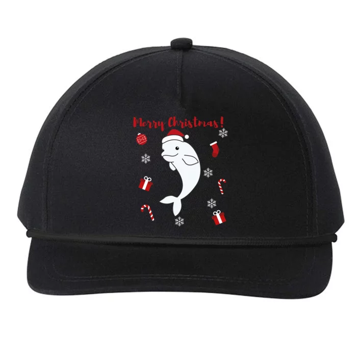 Beluga Cheerful Christmas Santas Hat Sweet Animals Whale Snapback Five-Panel Rope Hat