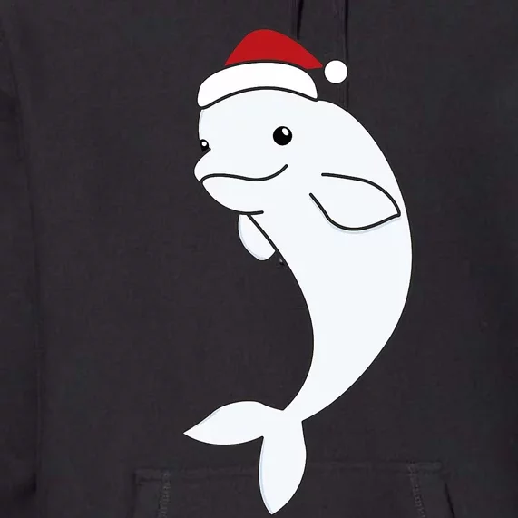 Beluga Cheerful Christmas Santas Hat Sweet Animals Whale Premium Hoodie