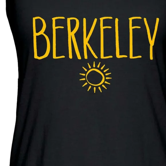 Berkeley California CA Sun Drawing Amber Print Ladies Essential Flowy Tank