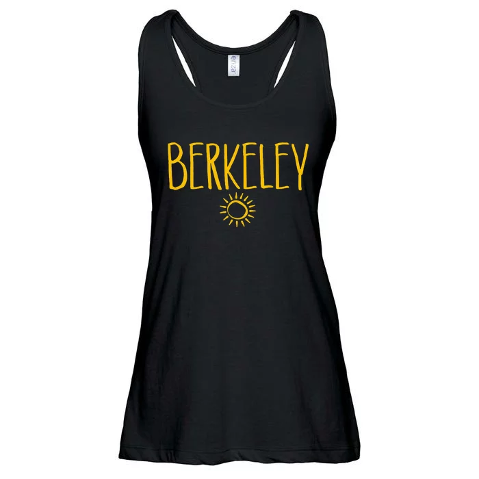 Berkeley California CA Sun Drawing Amber Print Ladies Essential Flowy Tank